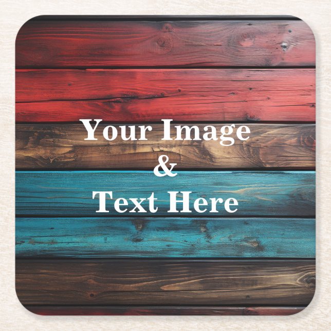 Personalised Custom Your Own Photo Wooden Square Paper Coaster (Front)