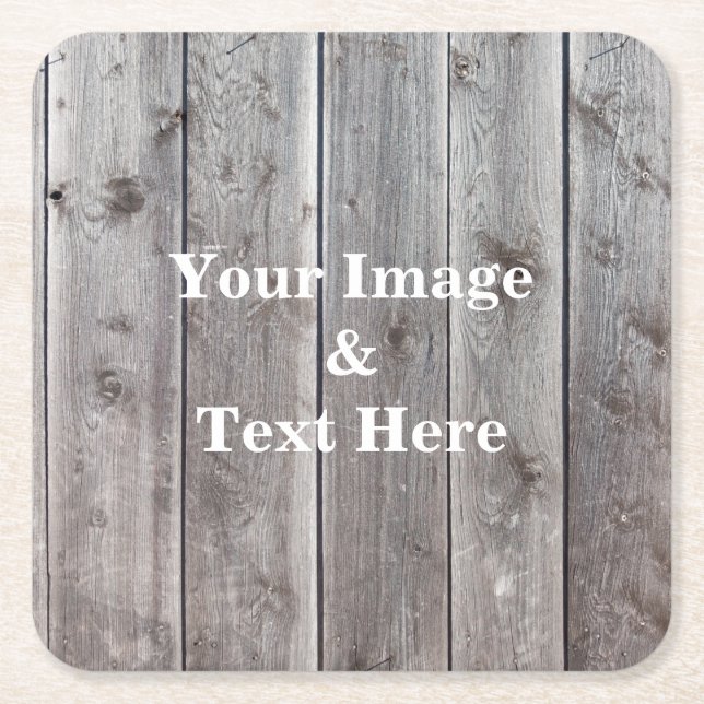 Personalised Custom Your Own Photo Wooden Square Paper Coaster (Front)