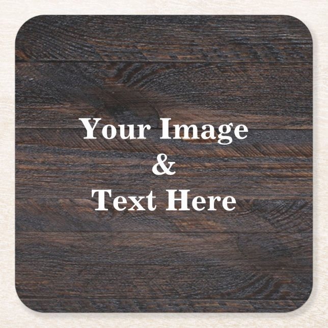 Personalised Custom Your Own Photo Wooden Square Paper Coaster (Front)