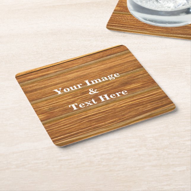 Personalised Custom Your Own Photo Wooden Square Paper Coaster (Angled)