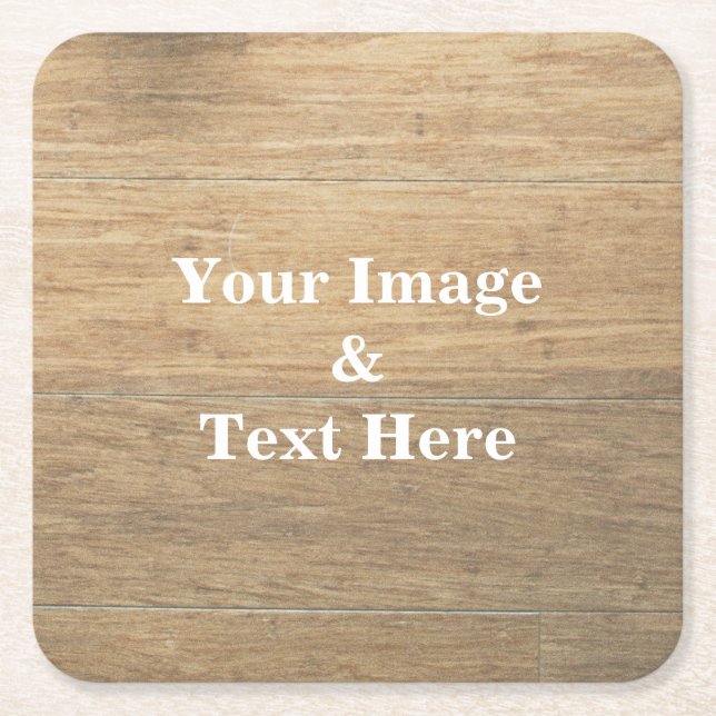 Personalised Custom Your Own Photo Wooden Square Paper Coaster (Front)