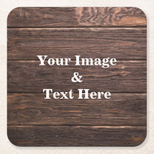 Personalised Custom Your Own Photo Wooden Square Paper Coaster