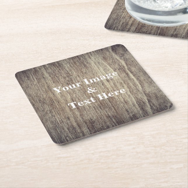 Personalised Custom Your Own Photo Wooden Square Paper Coaster (Angled)