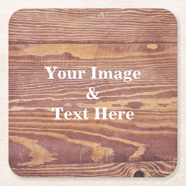 Personalised Custom Your Own Photo Wooden Square Paper Coaster (Front)