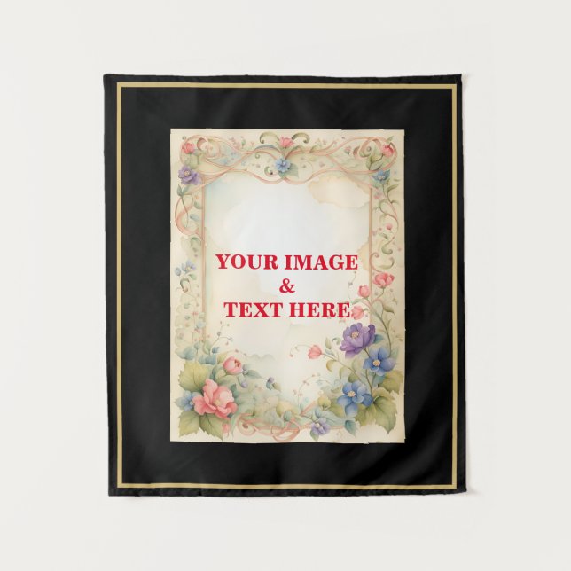 Personalised Custom Your Own Vintage Photo & Text Tapestry (Front)