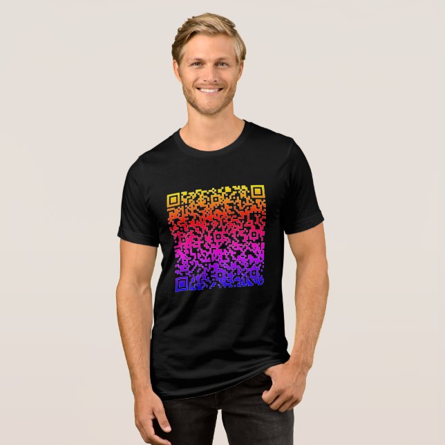 Personalised Custom Your QR Code Scan Info Funny Tri-Blend Shirt (Front Full)