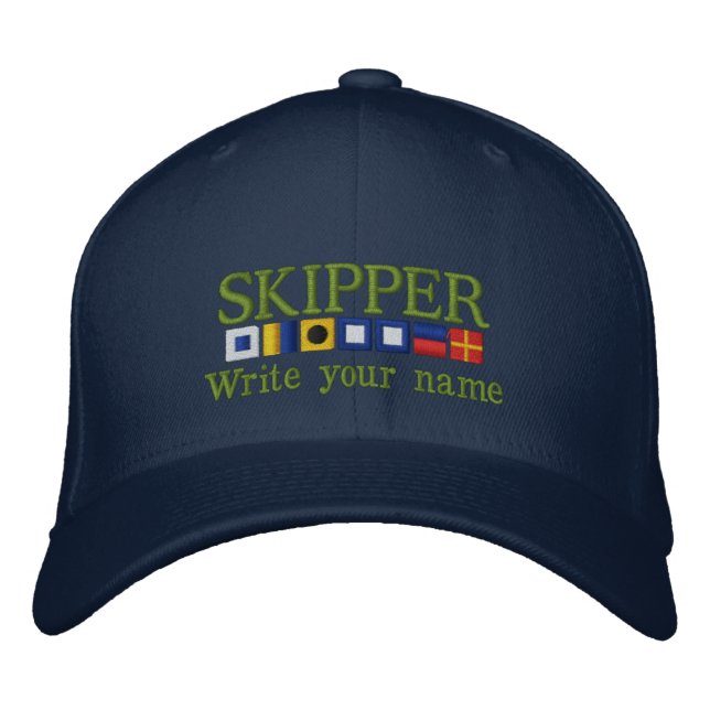 Personalised Custom Your Skipper Nautical Flags Embroidered Hat (Front)