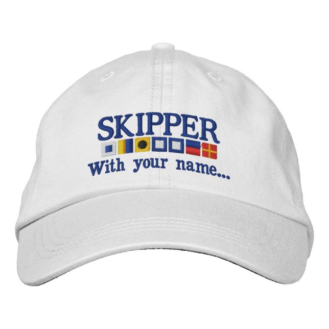 Personalised Custom Your Skipper Nautical Flags Embroidered Hat (Front)