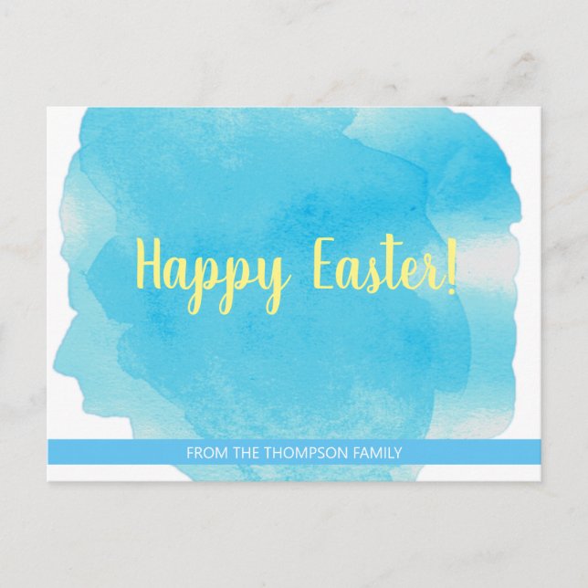 Personalised Customisable Easter watercolor splash Holiday Postcard (Front)