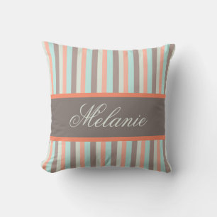 Personalised Customisable Pastel Colours Stripes Cushion
