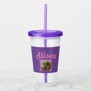 Personalised Customisable Pink and Purple Acrylic Tumbler