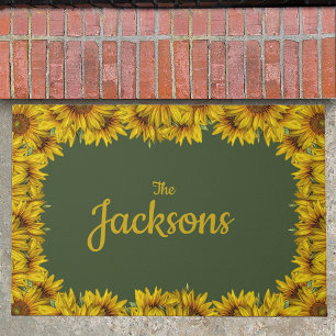 Personalised Customisable Sunflower Bordered Doormat