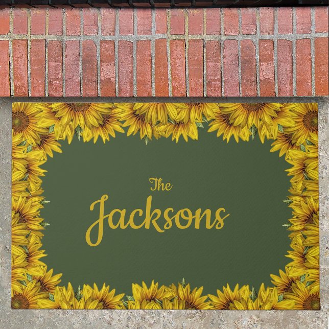 Personalised Customisable Sunflower Bordered Doormat (Creator Uploaded)