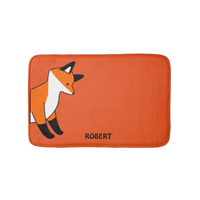 Personalised customised Animal Fox Orange Bath Mat (Front)