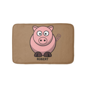 Personalised customised Animal Pig Blue Bath Mat