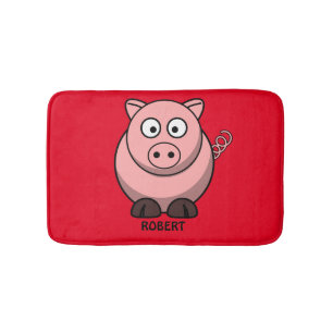 Personalised customised Animal Pig Blue Bath Mat