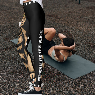 Personalised Customised Cat Pet Animal Black White Leggings