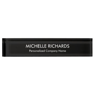 Personalised Customised Elegant Black & White Nameplate