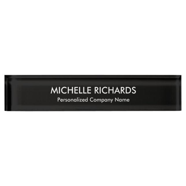 Personalised Customised Elegant Black & White Nameplate (Front)