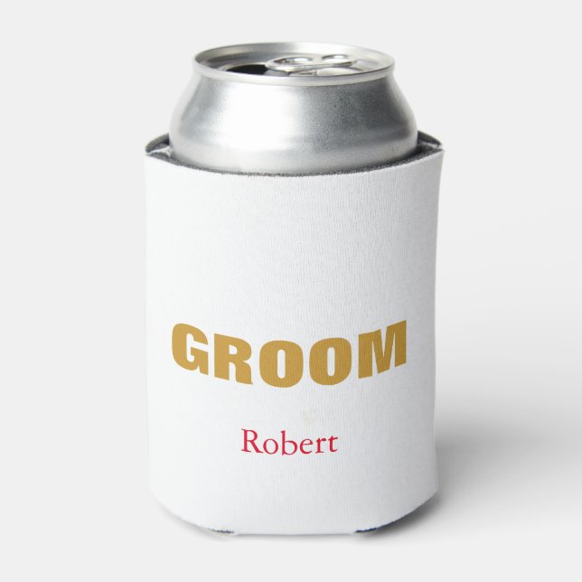 Personalised Customised Gold Groom Can Cooler (Can Front)