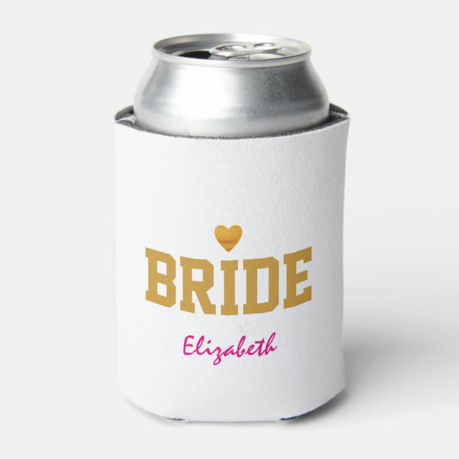 Personalised Customised Gold Heart Bride Can Cooler (Can Front)