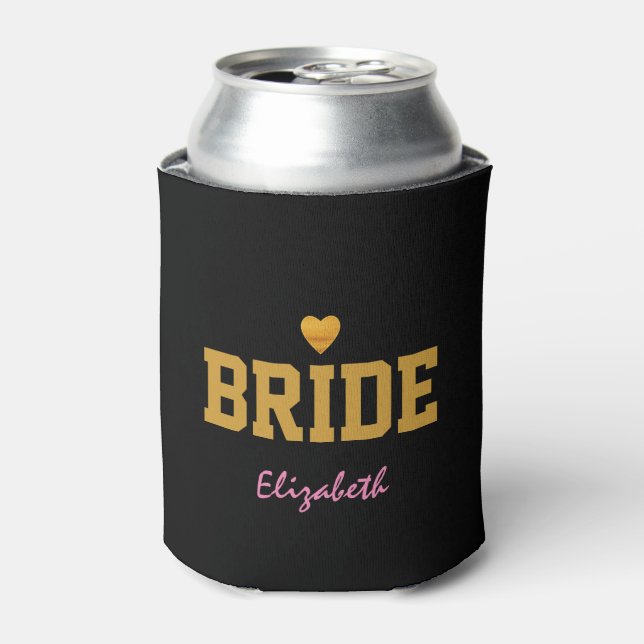 Personalised Customised Gold Heart Bride Can Cooler (Can Front)