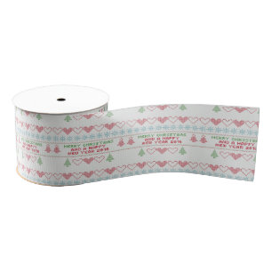 Personalised Customised Merry Christmas Grosgrain Ribbon