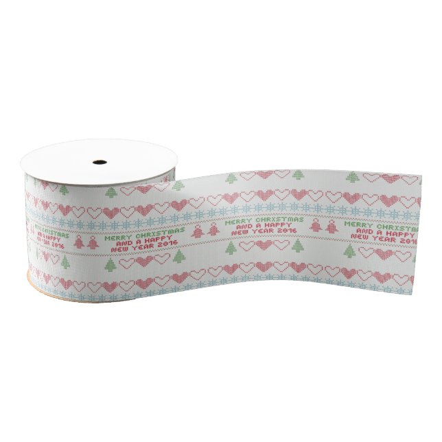 Personalised Customised Merry Christmas Grosgrain Ribbon (Spool)