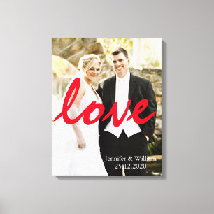 Personalised Customised Wedding Photo LOVE Writing Canvas Print