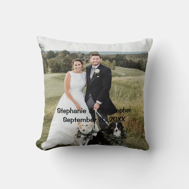 Personalised Customised Wedding Photo Throw Pillow (Front)