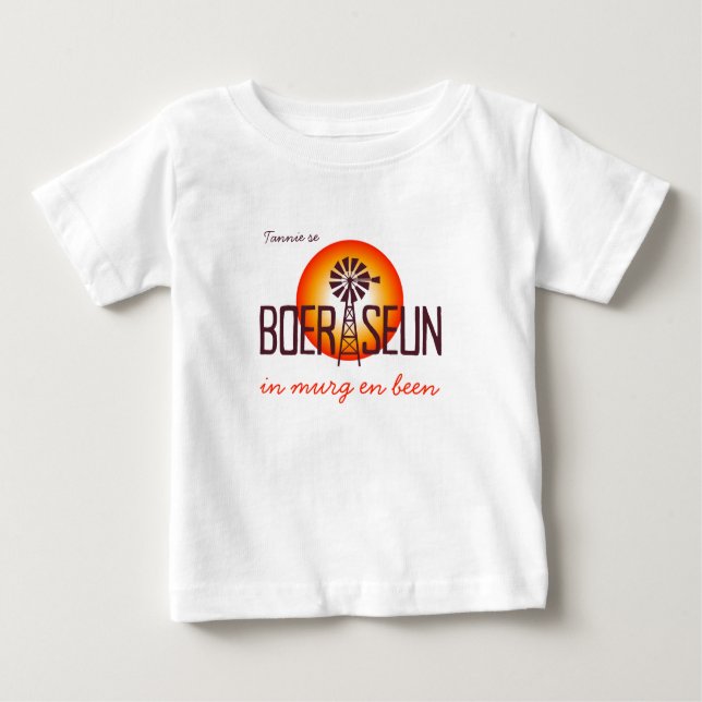 Personalised / Custum BOERSEUN Windpomp Afrikaans  Baby T-Shirt (Front)