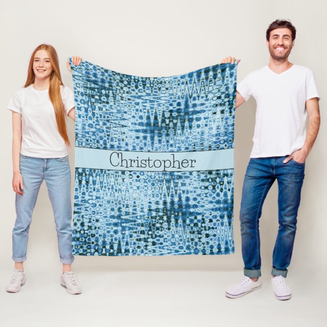Personalised Cute Abstract Blues Fleece Blanket (In Situ)