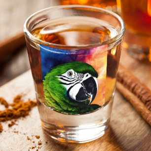 Personalised Cute AI Generated Parrot Shot Glass