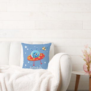 Personalised Cute Alien Spaceship Cushion