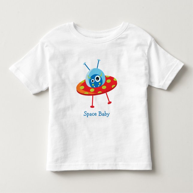 Personalised Cute Alien Spaceship Toddler T-Shirt (Front)