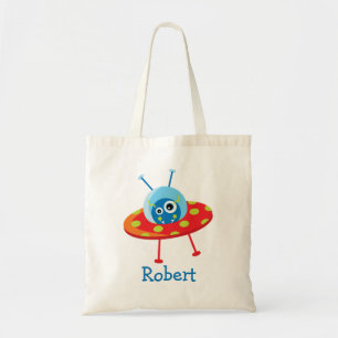 Personalised Cute Alien Spaceship Tote Bag