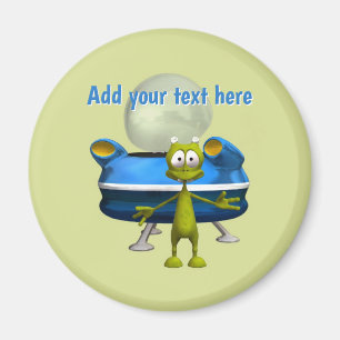 Personalised Cute Alien UFO Space Cartoon Magnet