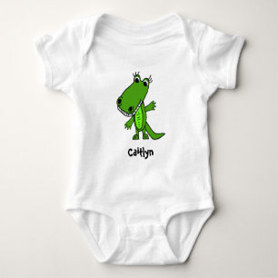 Personalised Cute Alligator Gal Cartoon Baby Bodysuit