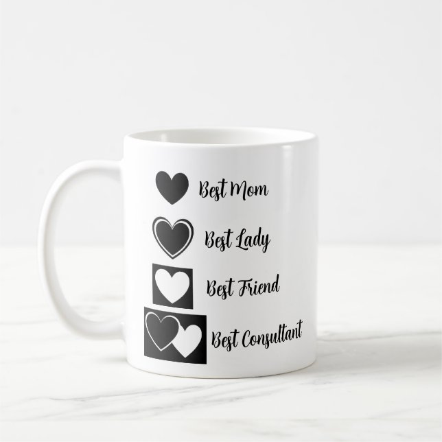 Personalised Cute and Elegant Heart Artworks Coffee Mug (Left)