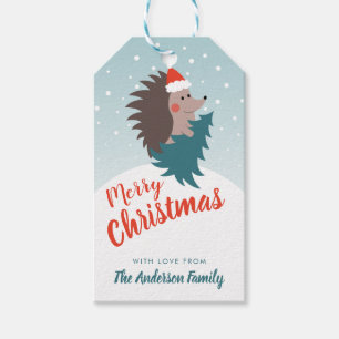 Personalised Cute and Modern Hedgehog Christmas Gift Tags