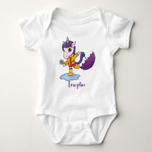 Personalised Cute and Simple Pink Floral Unicorn Baby Bodysuit