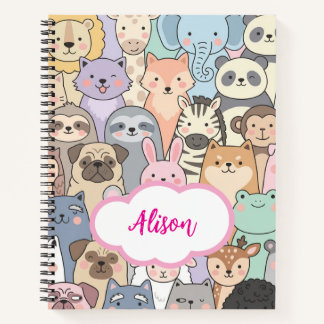 Personalised Cute Animal Cartoon Pattern Notebook