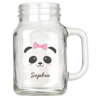 personalised cute animal panda girly mason jar