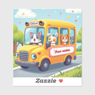 Personalised Cute Animal School Bus Design