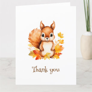 Personalised Cute Animal Squirrel Autumn Leaves  Thank You Card