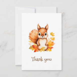 Personalised Cute Animal Squirrel Autumn Leaves  Thank You Card