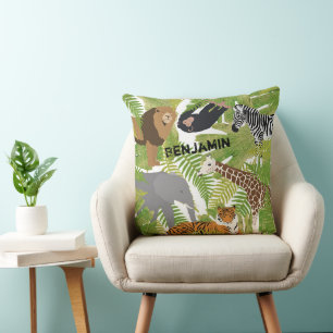 Personalised Cute Animals Safari Boy Girl Cushion