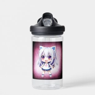 Personalised Cute Anime Girl Cat Ears Headband Water Bottle
