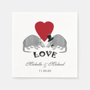 Personalised Cute Armadillos in Love Napkin