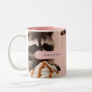 Personalised Cute Autumn Racoon Pattern Two-Tone Coffee Mug